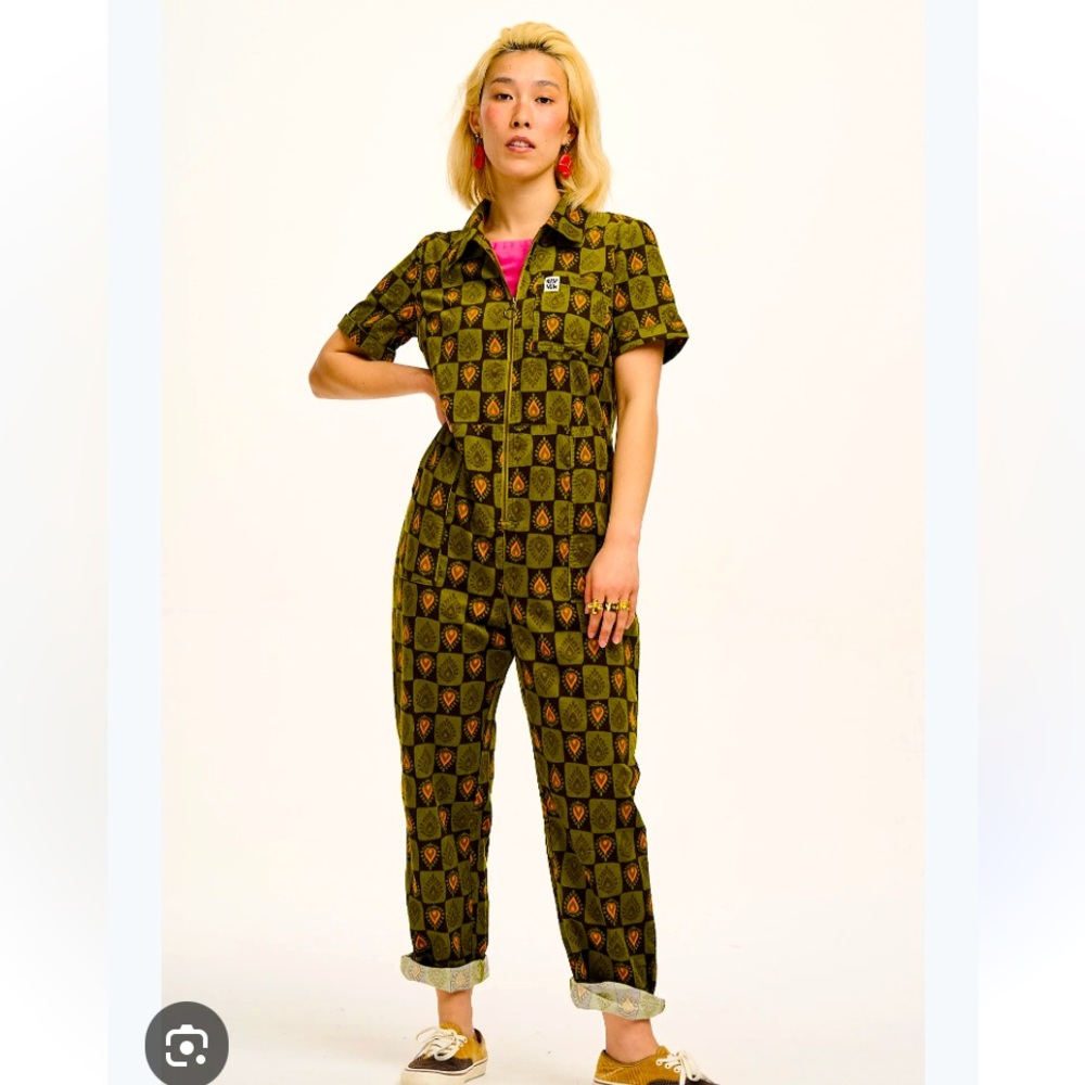 🧡Lucy & Yak Rex Jumpsuit💚 Organic Needlecord Indiana Print New With Tags!